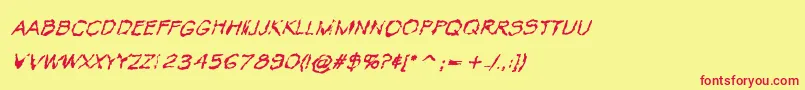 VtcKrinkleKutRegularItalic Font – Red Fonts on Yellow Background