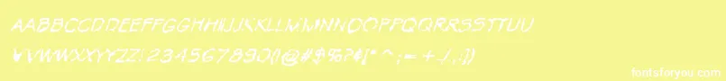 Fonte VtcKrinkleKutRegularItalic – fontes brancas em um fundo amarelo