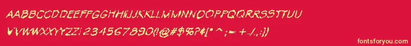 VtcKrinkleKutRegularItalic Font – Yellow Fonts on Red Background