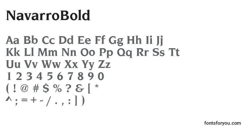 Schriftart NavarroBold – Alphabet, Zahlen, spezielle Symbole