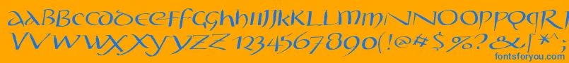 フォントStyloscapitalead100 – オレンジの背景に青い文字