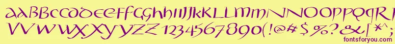 Styloscapitalead100 Font – Purple Fonts on Yellow Background