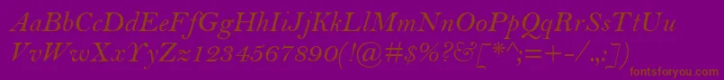 BellMtРљСѓСЂСЃРёРІ-Schriftart – Braune Schriften auf violettem Hintergrund