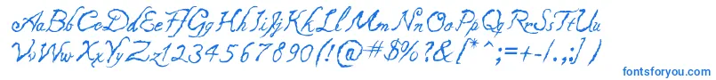 Caligraf1435-Schriftart – Blaue Schriften auf weißem Hintergrund