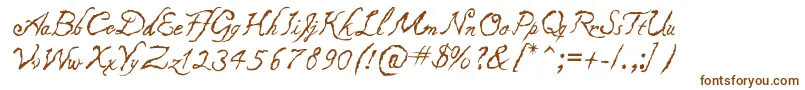 Caligraf1435-fontti – ruskeat fontit valkoisella taustalla