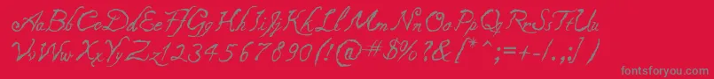 Caligraf1435-Schriftart – Graue Schriften auf rotem Hintergrund