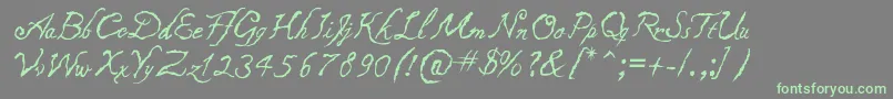 Caligraf1435-fontti – vihreät fontit harmaalla taustalla