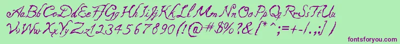Caligraf1435-Schriftart – Violette Schriften auf grünem Hintergrund