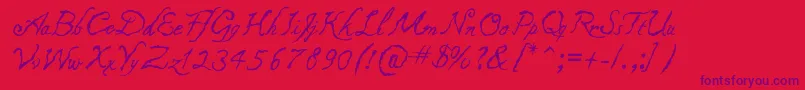 Caligraf1435 Font – Purple Fonts on Red Background