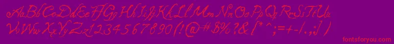 Caligraf1435 Font – Red Fonts on Purple Background