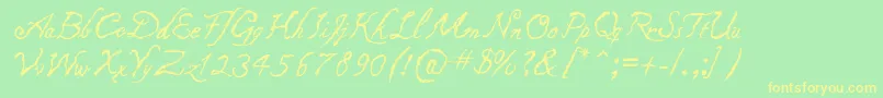Caligraf1435 Font – Yellow Fonts on Green Background