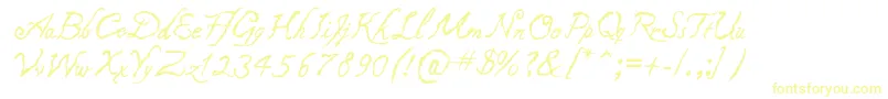 Caligraf1435-Schriftart – Gelbe Schriften auf weißem Hintergrund