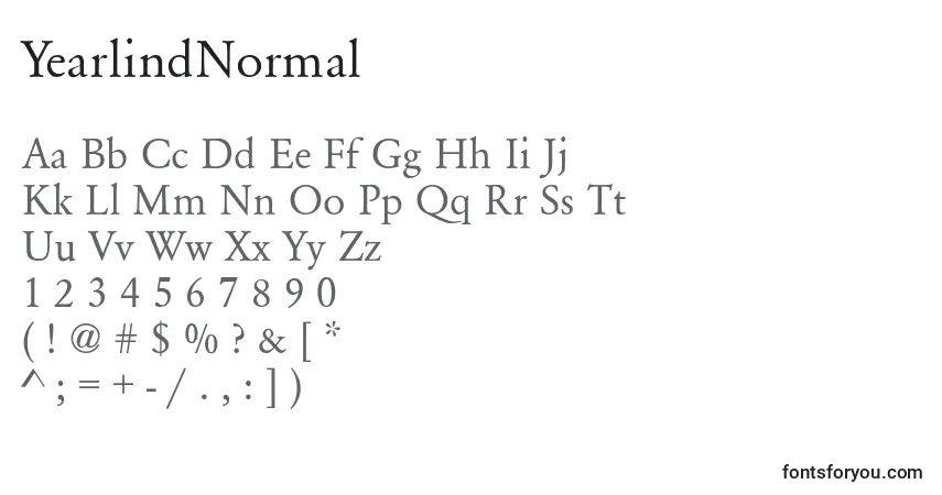 Czcionka YearlindNormal – alfabet, cyfry, specjalne znaki