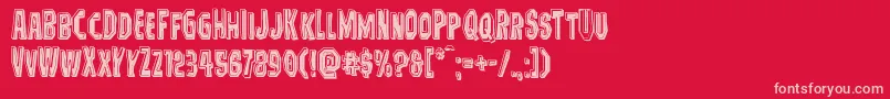 Hitchblockbevel Font – Pink Fonts on Red Background