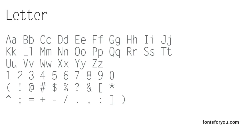 Шрифт Letter – алфавит, цифры, специальные символы