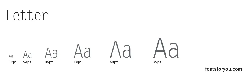 Размеры шрифта Letter
