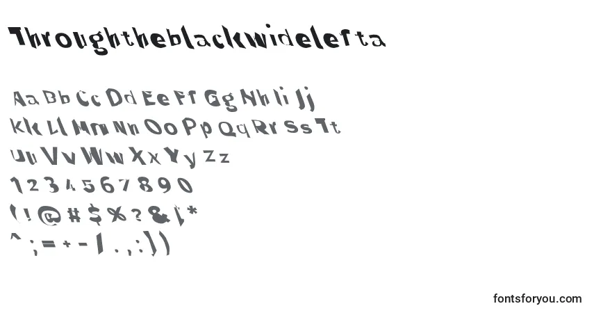 Czcionka Throughtheblackwidelefta – alfabet, cyfry, specjalne znaki