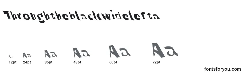 Размеры шрифта Throughtheblackwidelefta