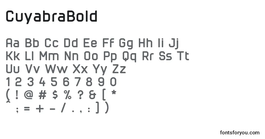 Schriftart CuyabraBold – Alphabet, Zahlen, spezielle Symbole