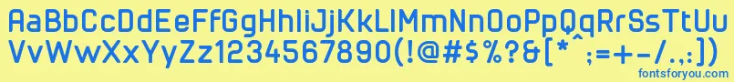 フォントCuyabraBold – 青い文字が黄色の背景にあります。