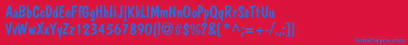 JargonsskRegular-Schriftart – Blaue Schriften auf rotem Hintergrund