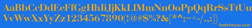フォントOgilvyBold – オレンジ色の文字が青い背景にあります。