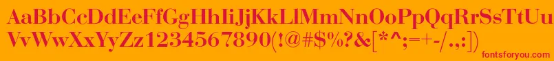 OgilvyBold-Schriftart – Rote Schriften auf orangefarbenem Hintergrund
