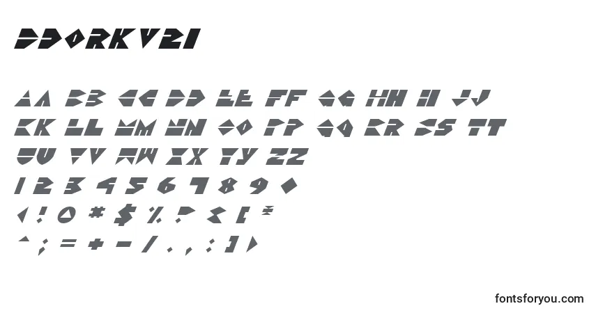 A fonte Ddorkv2i – alfabeto, números, caracteres especiais