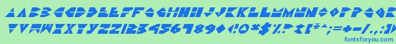 Ddorkv2i-Schriftart – Blaue Schriften auf grünem Hintergrund