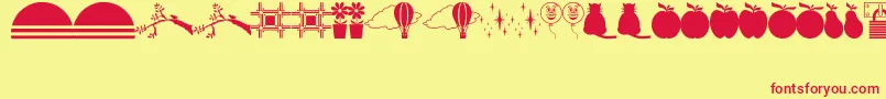 OtherDingsJl-Schriftart – Rote Schriften auf gelbem Hintergrund