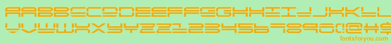 フォントQuickstrike – オレンジの文字が緑の背景にあります。