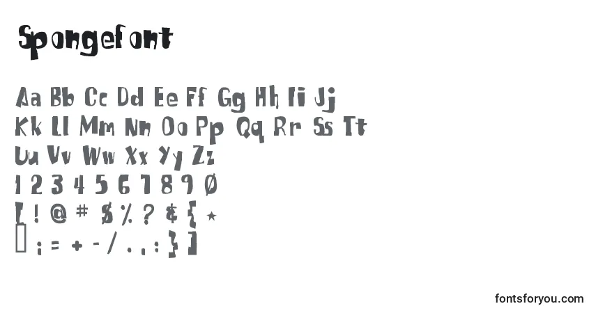 Schriftart Spongefont – Alphabet, Zahlen, spezielle Symbole