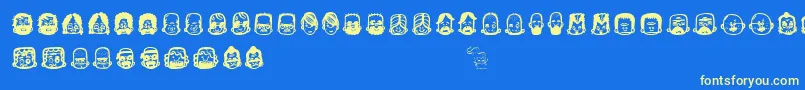 Teub3 Font – Yellow Fonts on Blue Background