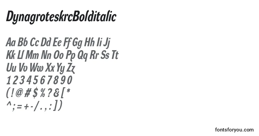 Fuente DynagroteskrcBolditalic - alfabeto, números, caracteres especiales