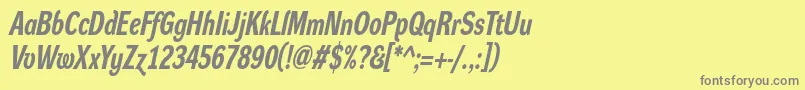 フォントDynagroteskrcBolditalic – 黄色の背景に灰色の文字