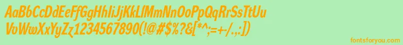 DynagroteskrcBolditalic Font – Orange Fonts on Green Background