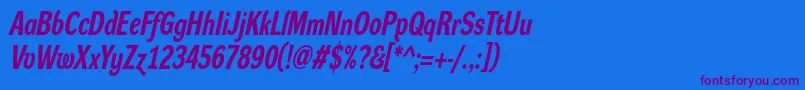 DynagroteskrcBolditalic Font – Purple Fonts on Blue Background