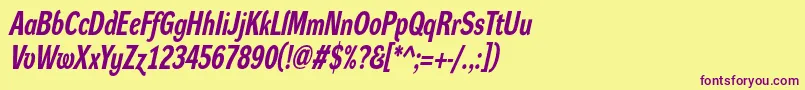 DynagroteskrcBolditalic Font – Purple Fonts on Yellow Background