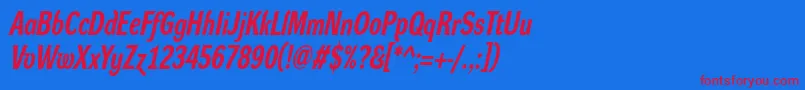 Шрифт DynagroteskrcBolditalic – красные шрифты на синем фоне