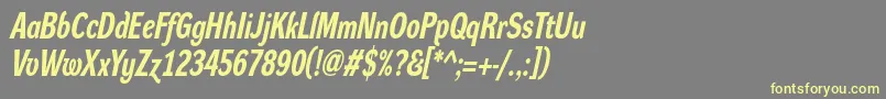 DynagroteskrcBolditalic-Schriftart – Gelbe Schriften auf grauem Hintergrund
