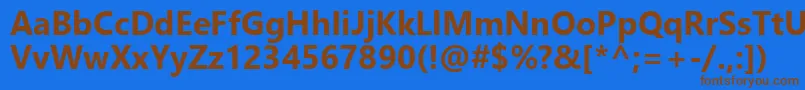 LeelawadeeUiПолужирныйフォントについての詳細 フォントLeelawadeeUiПолужирный – 茶色の文字が青い背景にあります。