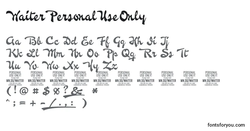 Шрифт WaiterPersonalUseOnly – алфавит, цифры, специальные символы