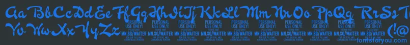 WaiterPersonalUseOnly Font – Blue Fonts on Black Background