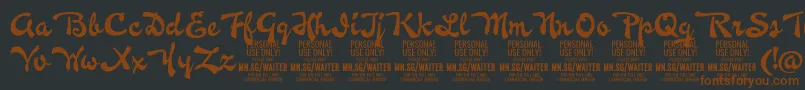 WaiterPersonalUseOnly-fontti – ruskeat fontit mustalla taustalla