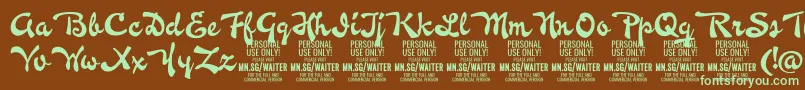 WaiterPersonalUseOnly Font – Green Fonts on Brown Background