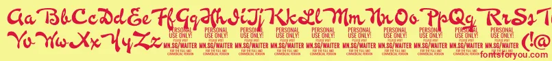 WaiterPersonalUseOnly Font – Red Fonts on Yellow Background