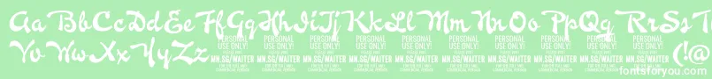 WaiterPersonalUseOnly Font – White Fonts on Green Background