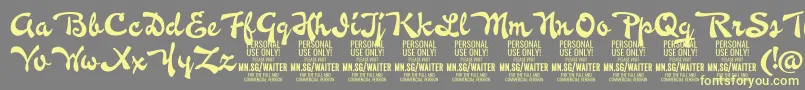 WaiterPersonalUseOnly Font – Yellow Fonts on Gray Background