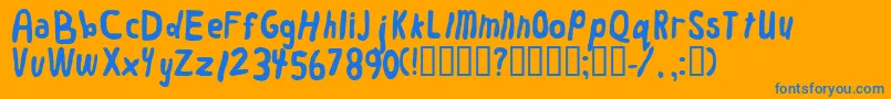 Worm Font – Blue Fonts on Orange Background