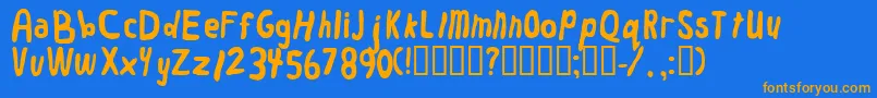 Worm Font – Orange Fonts on Blue Background